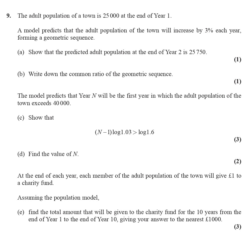 The-adult-population-of-a-town-is-25-000-at-the-end-of-Year-1-Edexcel-A-Level Maths Pure-Question 1-2011-Paper 3.png